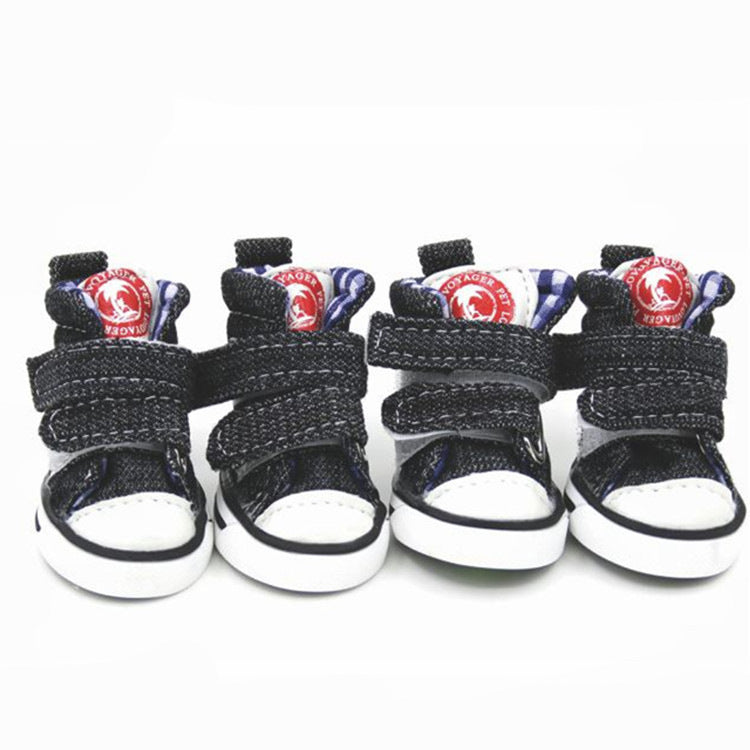 HKM-394323 Canvas Anti-Slip Shoes for Small Dogs - Warm and Wear-Resistant, Blue & Black Options