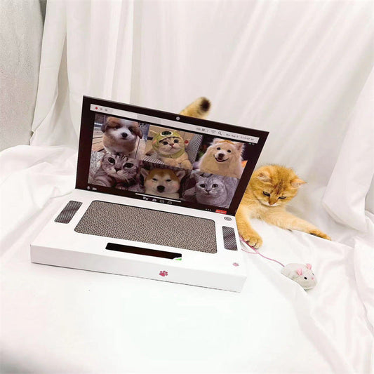 HKM-394323 Foldable Cat Scratch Board in White, Made of Corrugated Paper, 33x25x5 cm