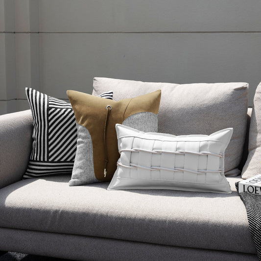 HKM-394451 Modern Minimalist Square Upholstered Pillow Cover for Living Room, Down and Goose Feather Filling Options