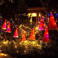 HKM-394771 Lighted Witch Hat Decoration Set - 8 Glowing Hats with 10 Bells for Halloween and Christmas Parties