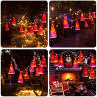 HKM-394771 Lighted Witch Hat Decoration Set - 8 Glowing Hats with 10 Bells for Halloween and Christmas Parties