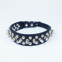 HKM-394835 Round Studded Leather Dog Collar for Small to Medium Dogs - All Seasons, Rivet Design