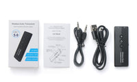 HKM-395027 Bluetooth 5.0 Receiver-Transmitter Combo with Built-In Battery for Dual Ear Stereo Use