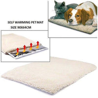 HKM-395091 Self-Heating Thermal Blanket for Pets, Washable Soft Faux Lambswool Mat for Dogs and Cats