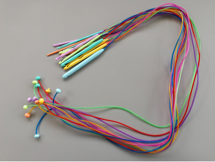 HKM-395155 ABS Plastic Knitting Needles Set with 12 Bags - Crochet Length 120CM, Lightweight and Durable