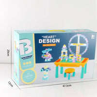 HKM-395155 Interactive 208-Piece DIY Building Blocks Table with Storage for Kids - Educational and Fun Learning Toy