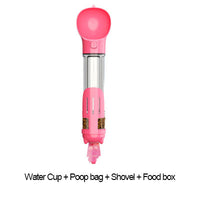 HKM-395155 Portable 3-in-1 Dog Water Bottle with Food Feeder, Waste Bag Dispenser, and Treat Holder, 300ml/500ml