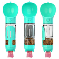 HKM-395155 Portable 3-in-1 Dog Water Bottle with Food Feeder, Waste Bag Dispenser, and Treat Holder, 300ml/500ml