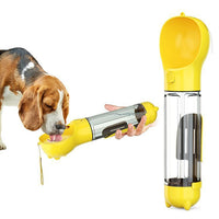 HKM-395155 Portable 3-in-1 Dog Water Bottle with Food Feeder, Waste Bag Dispenser, and Treat Holder, 300ml/500ml