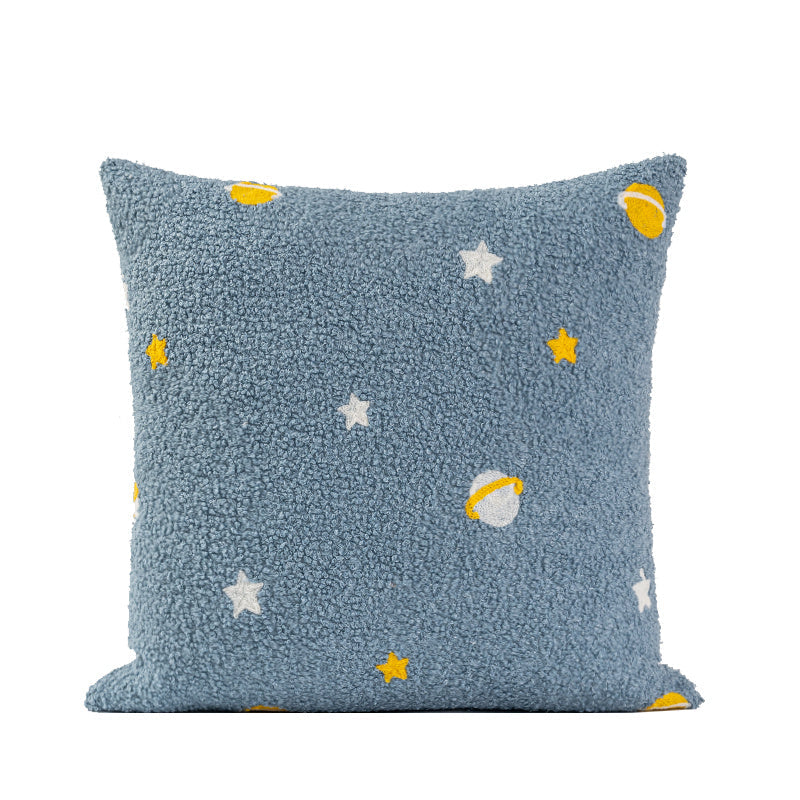 HKM-395219 Blue Planet Modern Embroidered Pillow for Living Room - Available in 45x45cm and 30x50cm