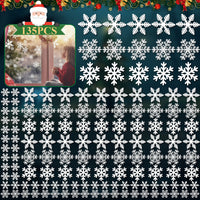 HKM-395411 White Snowflake Window Clings - 135 Pcs Static Stickers for Christmas and Winter Decorations