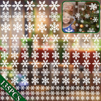 HKM-395411 White Snowflake Window Clings - 135 Pcs Static Stickers for Christmas and Winter Decorations