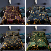 HKM-395475 Digital Printing Geometric Quilt Cover Set - 3-Piece Bedding Collection