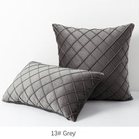 HKM-395603 Diamond Plaid Velvet Pillowcase - Plush 45X45cm Cushion Cover for Living Room, Bedroom, and More