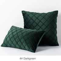HKM-395603 Diamond Plaid Velvet Pillowcase - Plush 45X45cm Cushion Cover for Living Room, Bedroom, and More
