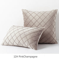 HKM-395603 Diamond Plaid Velvet Pillowcase - Plush 45X45cm Cushion Cover for Living Room, Bedroom, and More