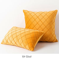 HKM-395603 Diamond Plaid Velvet Pillowcase - Plush 45X45cm Cushion Cover for Living Room, Bedroom, and More