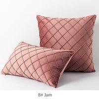 HKM-395603 Diamond Plaid Velvet Pillowcase - Plush 45X45cm Cushion Cover for Living Room, Bedroom, and More