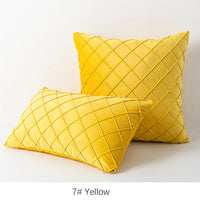 HKM-395603 Diamond Plaid Velvet Pillowcase - Plush 45X45cm Cushion Cover for Living Room, Bedroom, and More