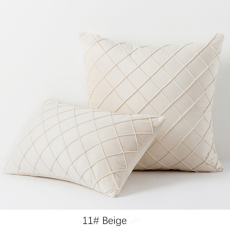 HKM-395603 Diamond Plaid Velvet Pillowcase - Plush 45X45cm Cushion Cover for Living Room, Bedroom, and More