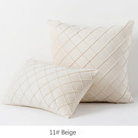 HKM-395603 Diamond Plaid Velvet Pillowcase - Plush 45X45cm Cushion Cover for Living Room, Bedroom, and More