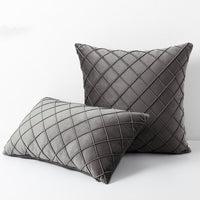 HKM-395603 Diamond Plaid Velvet Pillowcase - Plush 45X45cm Cushion Cover for Living Room, Bedroom, and More