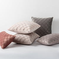 HKM-395603 Diamond Plaid Velvet Pillowcase - Plush 45X45cm Cushion Cover for Living Room, Bedroom, and More