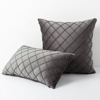 HKM-395603 Diamond Plaid Velvet Pillowcase - Plush 45X45cm Cushion Cover for Living Room, Bedroom, and More