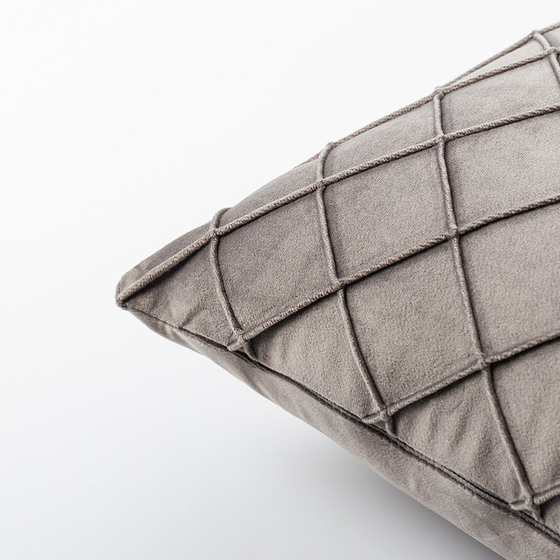 HKM-395603 Diamond Plaid Velvet Pillowcase - Plush 45X45cm Cushion Cover for Living Room, Bedroom, and More