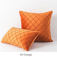 HKM-395603 Diamond Plaid Velvet Pillowcase - Plush 45X45cm Cushion Cover for Living Room, Bedroom, and More