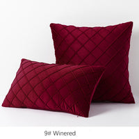 HKM-395603 Diamond Plaid Velvet Pillowcase - Plush 45X45cm Cushion Cover for Living Room, Bedroom, and More