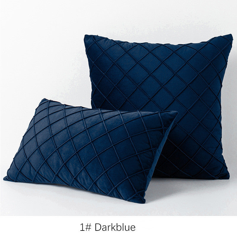 HKM-395603 Diamond Plaid Velvet Pillowcase - Plush 45X45cm Cushion Cover for Living Room, Bedroom, and More