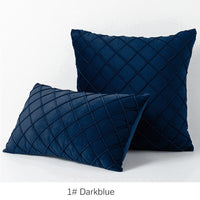 HKM-395603 Diamond Plaid Velvet Pillowcase - Plush 45X45cm Cushion Cover for Living Room, Bedroom, and More