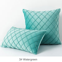HKM-395603 Diamond Plaid Velvet Pillowcase - Plush 45X45cm Cushion Cover for Living Room, Bedroom, and More