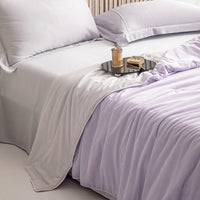 HKM-395795 Icy Silk Cool Summer Quilt in Sky Blue, Bean Paste, Avocado Green, Light Purple - Washable Polyester Fiber