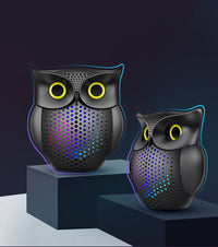 HKM-396179 Creative Owl Wireless Bluetooth Speaker, Compact 5W, USB Rechargeable, Black Plastic Design