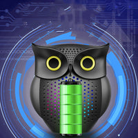 HKM-396179 Creative Owl Wireless Bluetooth Speaker, Compact 5W, USB Rechargeable, Black Plastic Design