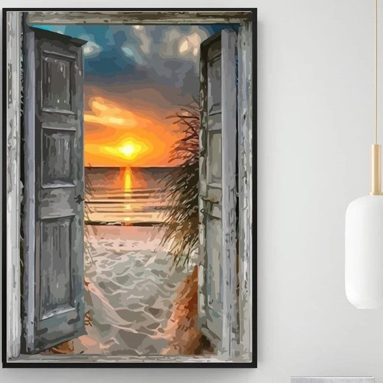HKM-396243 Frameless Digital Oil Painting on Linen – Modern Simplicity Home Decor