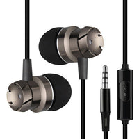 HKM-396371 Metal In-Ear Earphones with Turbo Bass and Built-in Microphone, 3.5mm Wired Headset, Comfortable Fit