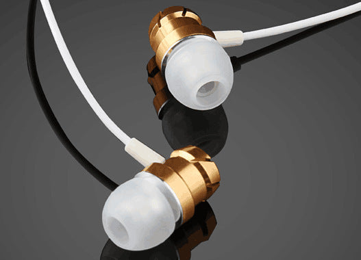 HKM-396371 Metal In-Ear Earphones with Turbo Bass and Built-in Microphone, 3.5mm Wired Headset, Comfortable Fit