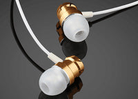 HKM-396371 Metal In-Ear Earphones with Turbo Bass and Built-in Microphone, 3.5mm Wired Headset, Comfortable Fit