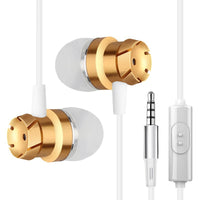 HKM-396371 Metal In-Ear Earphones with Turbo Bass and Built-in Microphone, 3.5mm Wired Headset, Comfortable Fit