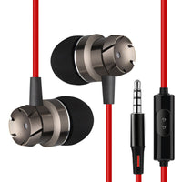 HKM-396371 Metal In-Ear Earphones with Turbo Bass and Built-in Microphone, 3.5mm Wired Headset, Comfortable Fit