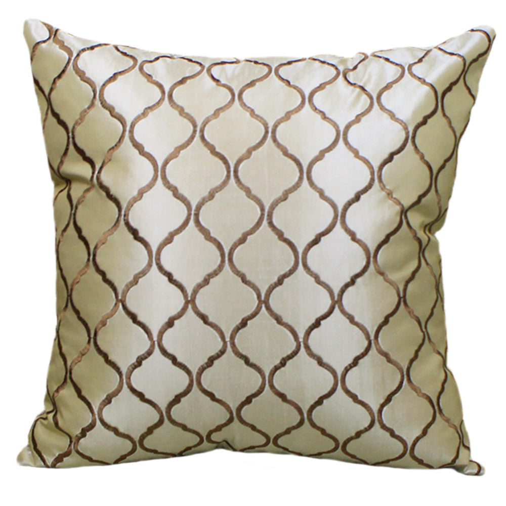 HKM-396435 Neoclassical Stripe Cushion Cover in Artificial Silk with PP Cotton Filling