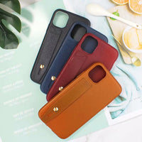 HKM-396563 Imitation Leather Back Cover Compatible with iPhone Models - Simple Solid Color Design