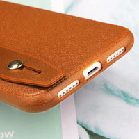 HKM-396563 Imitation Leather Back Cover Compatible with iPhone Models - Simple Solid Color Design