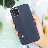 HKM-396563 Imitation Leather Back Cover Compatible with iPhone Models - Simple Solid Color Design