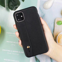 HKM-396563 Imitation Leather Back Cover Compatible with iPhone Models - Simple Solid Color Design