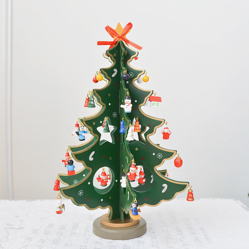HKM-396755 Wooden Three-Dimensional Christmas Tree Ornaments – Various Designs and Heights