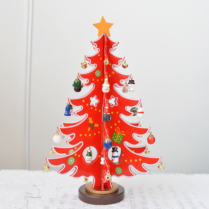 HKM-396755 Wooden Three-Dimensional Christmas Tree Ornaments – Various Designs and Heights